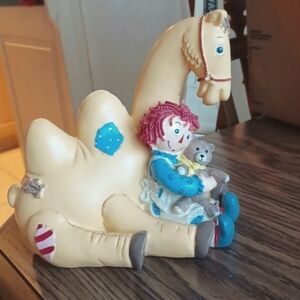 Vintage Raggedy Ann with Camel Bank, S&S, Resin,